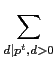 $\displaystyle \sum_{d\vert p^t,d>0}^{}$