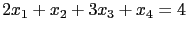 $ 2x_1+x_2+3x_3+x_4=4$