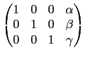 $ \begin{pmatrix}1&0&0&\alpha\\  0&1&0&\beta\\  0&0&1&\gamma
\end{pmatrix}$