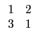 $\displaystyle \begin{array}{ccc}
1 & 2 \\
3 & 1 \\
\end{array}$